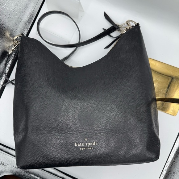 $449 Kate Spade Zippy Shoulder Bag Pebble Leather Black - Picture 5 of 9